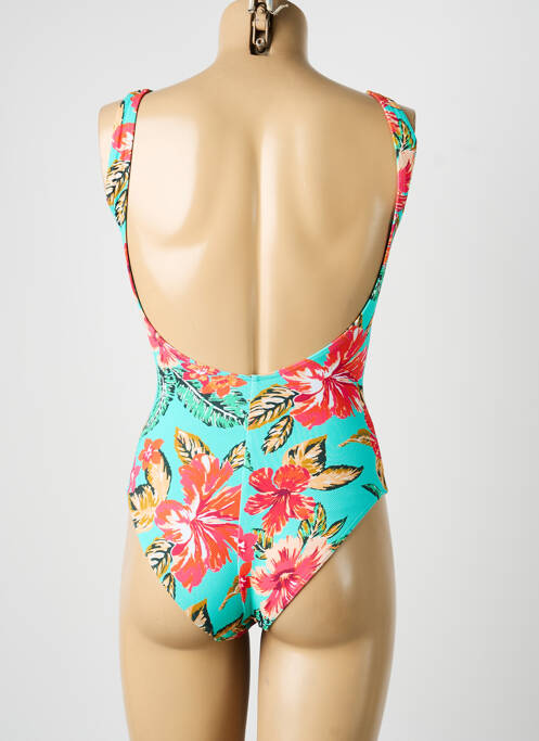 Costum de baie dintr-o singură piesă efect material satinat sutien balconet cu decolteu înalt albastru LOLITA ANGELS femme
