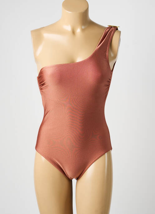 Costum de baie dintr-o singură piesă efect material satinat maro BLUE LOBSTER femme