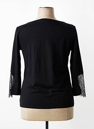 Top țesătură jersey mâneci 3/4 negru LAUREN VIDAL femeie