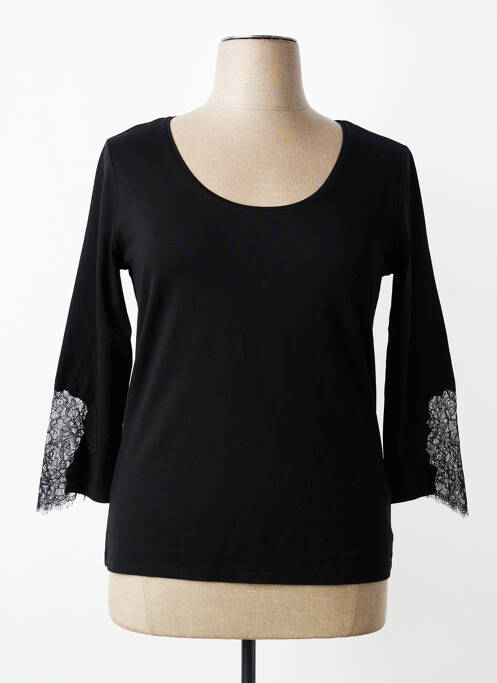 Top țesătură jersey mâneci 3/4 negru LAUREN VIDAL femme