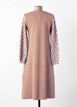 Rochie midi imprimeu fantezie mâneci lungi maro NIU femeie
