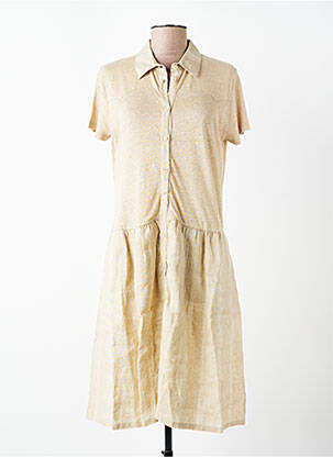 Rochie midi mâneci scurte mâneci scurte bej MAJESTIC FILATURES femeie