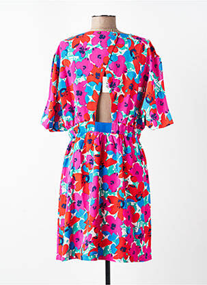 Rochie midi imprimeu fantezie mâneci scurte roz LILI SIDONIO femeie
