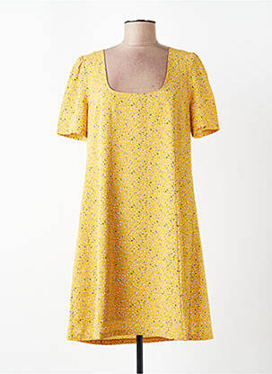 Rochie midi imprimeu fantezie mâneci scurte galben MOLLY BRACKEN femme