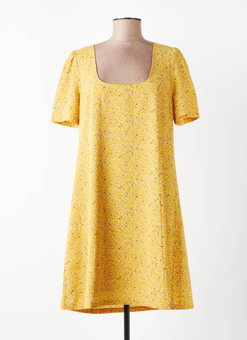 Rochie midi imprimeu fantezie mâneci scurte galben MOLLY BRACKEN femme