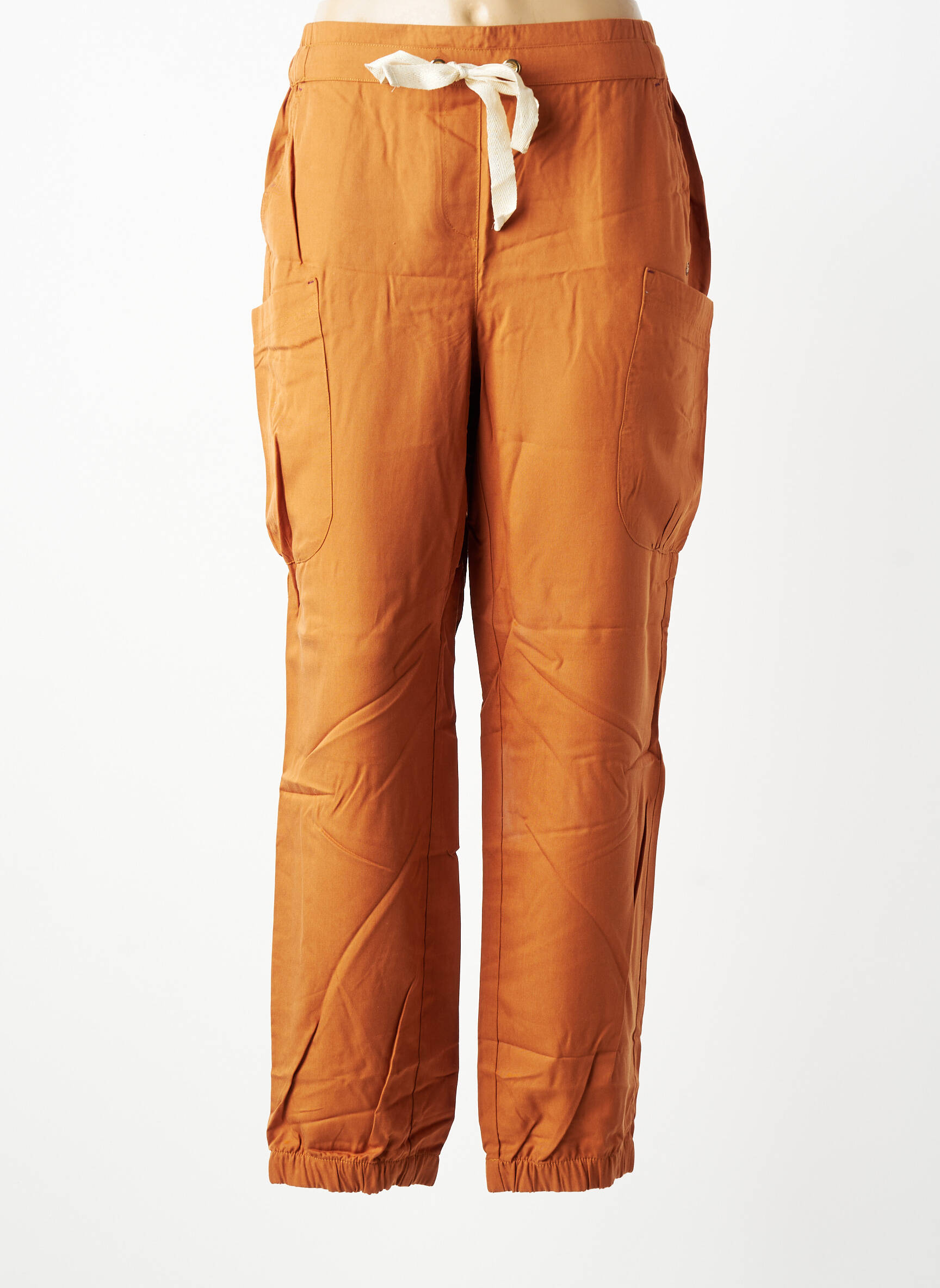 Pantalon drept țesătură poplin mărime normală maro SHEEGO femeie