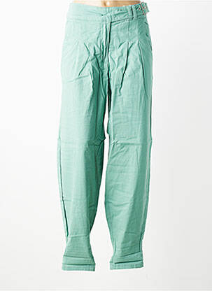 Pantalon drept închidere cu fermoar sub clapetă cu nasturi verde SHEEGO femeie