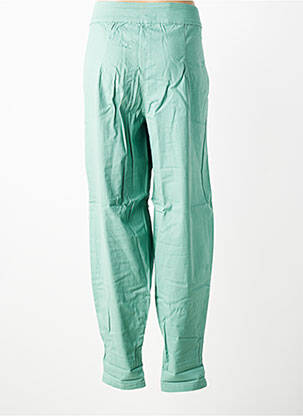 Pantalon drept închidere cu fermoar sub clapetă cu nasturi verde SHEEGO femeie
