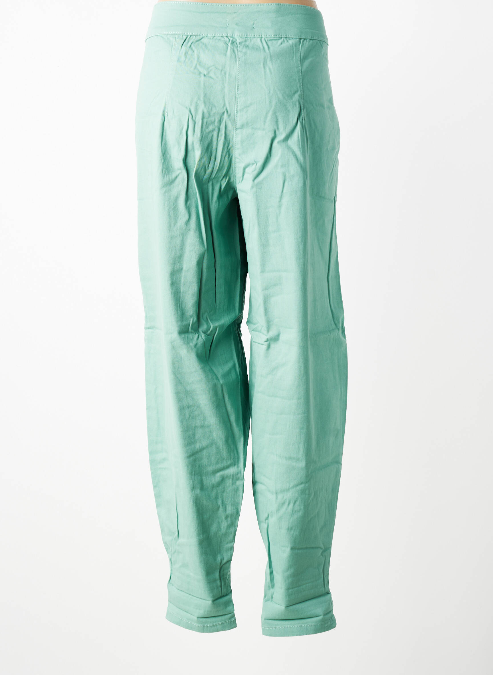 Pantalon drept închidere cu fermoar sub clapetă cu nasturi verde SHEEGO femeie
