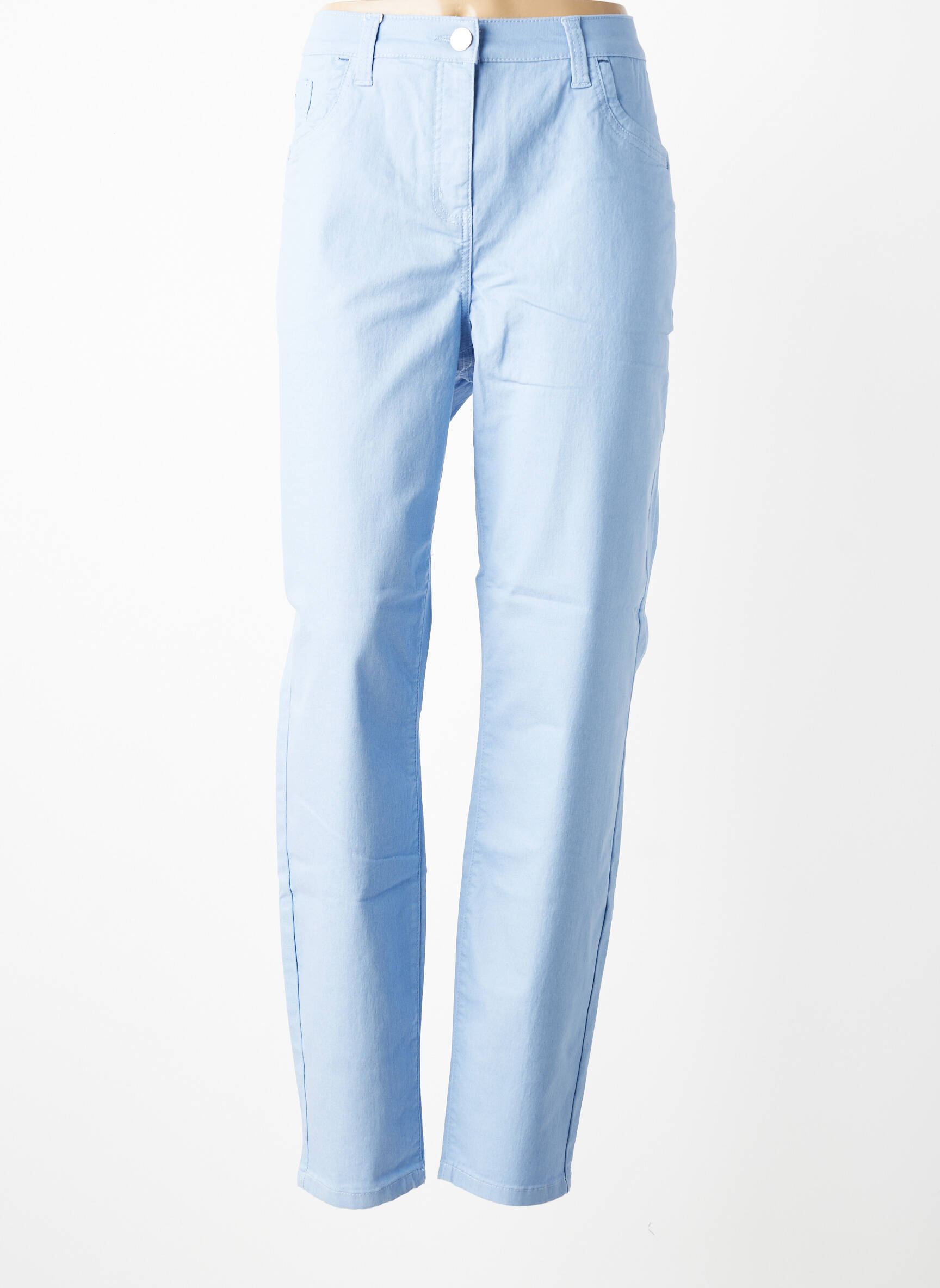 Pantalon slim țesătură poplin mărime normală albastru SHEEGO femeie