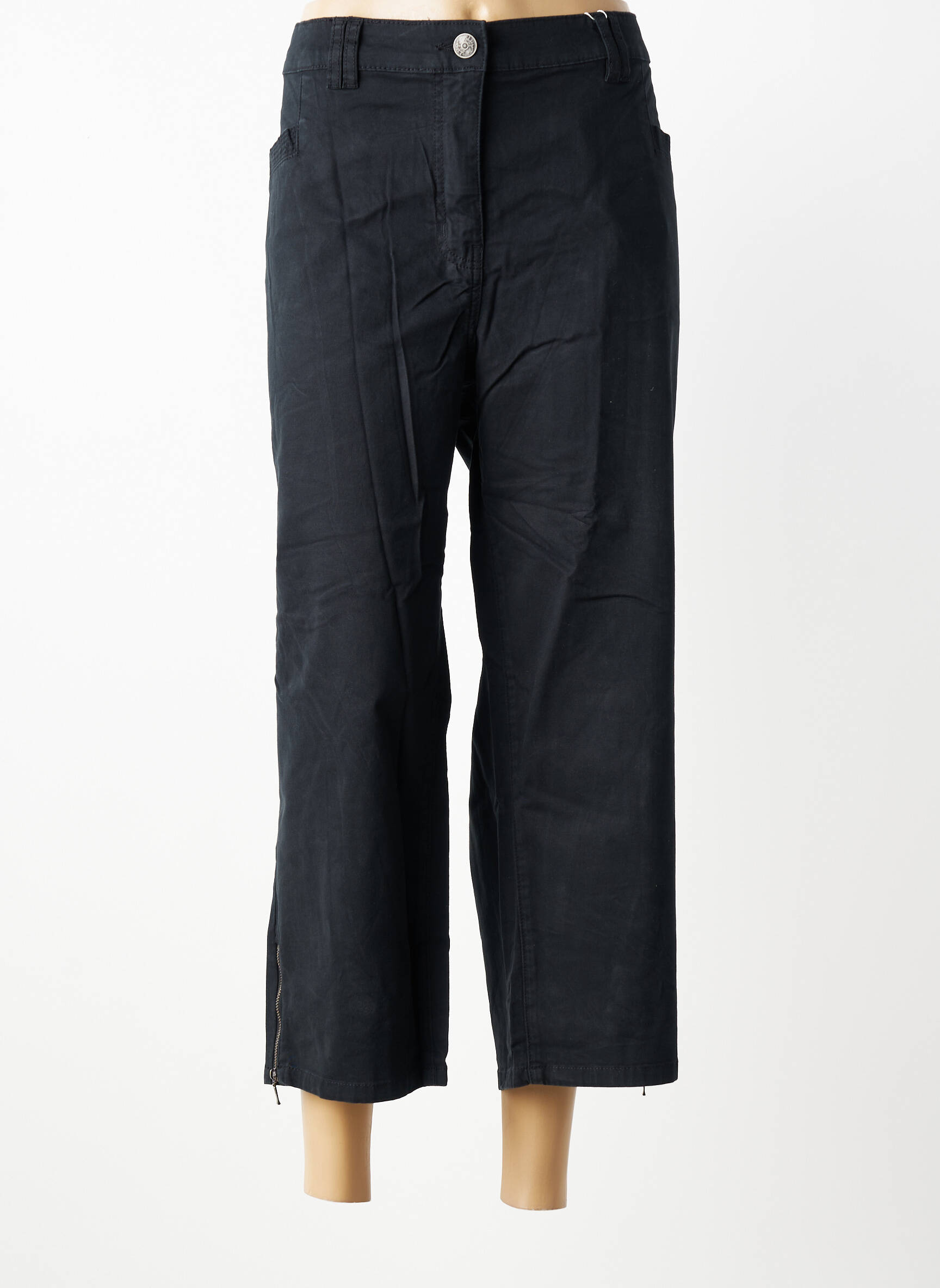 Pantalon 7/8 țesătură poplin mărime normală negru SHEEGO femeie