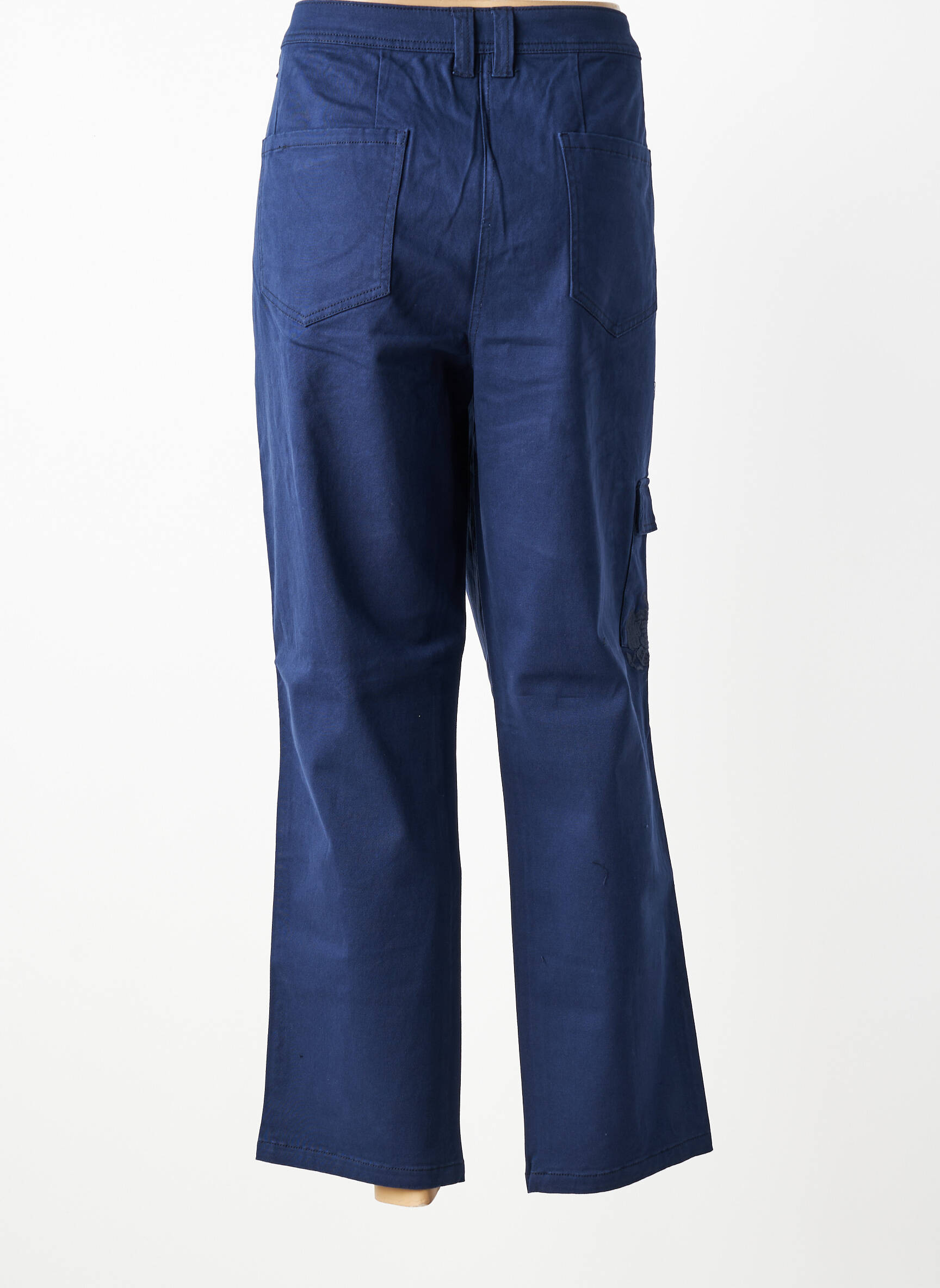 Pantalon drept țesătură poplin mărime normală albastru SHEEGO femeie