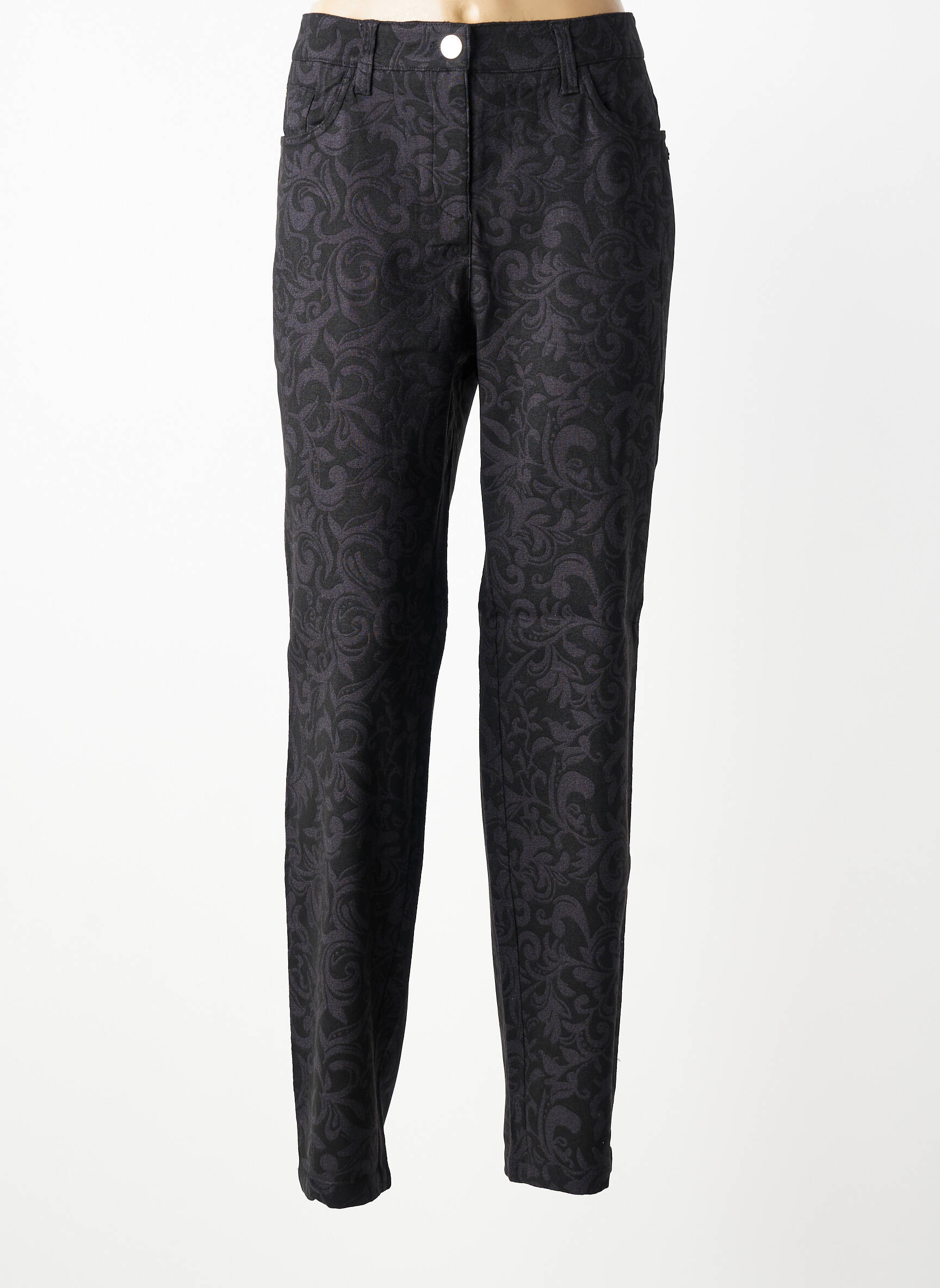 Pantalon slim țesătură poplin mărime normală negru SHEEGO femeie