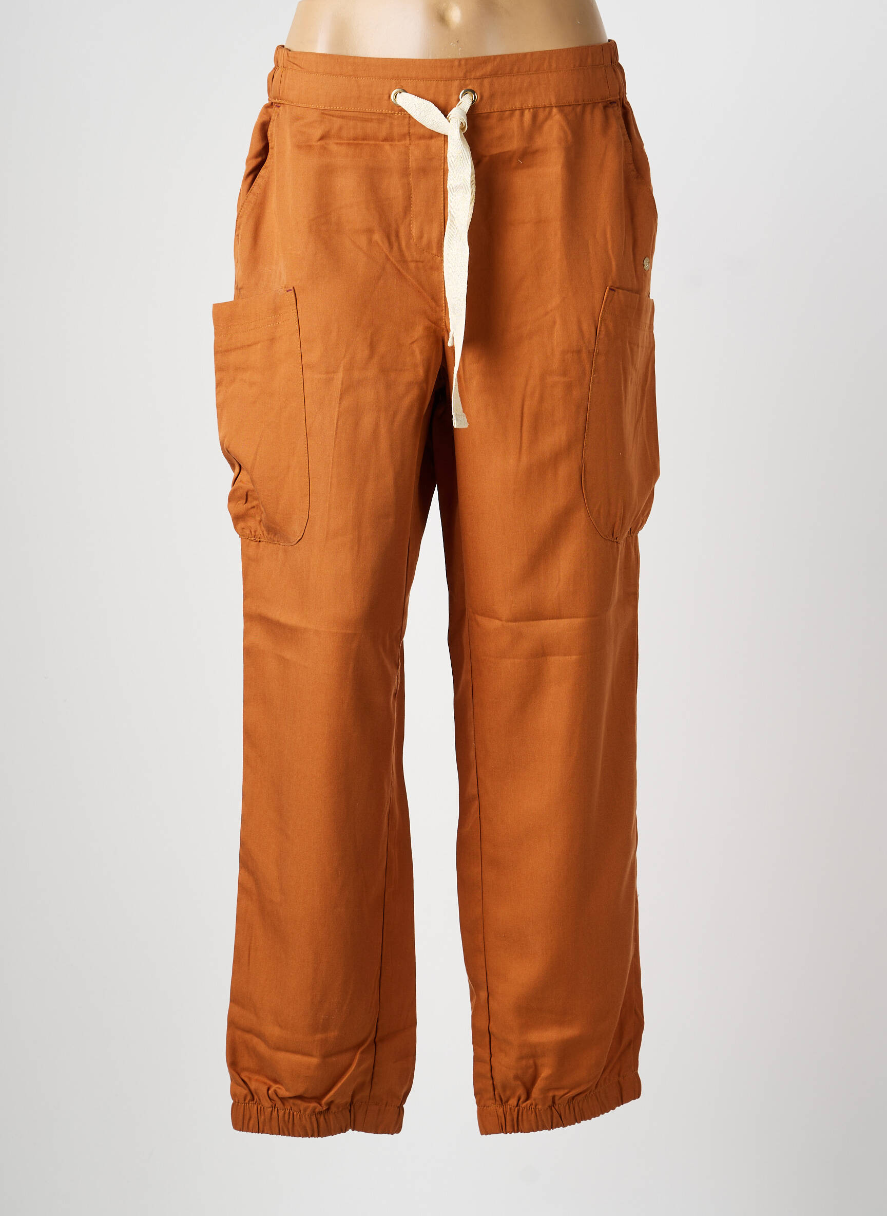 Pantalon drept țesătură poplin mărime normală portocalie SHEEGO femeie