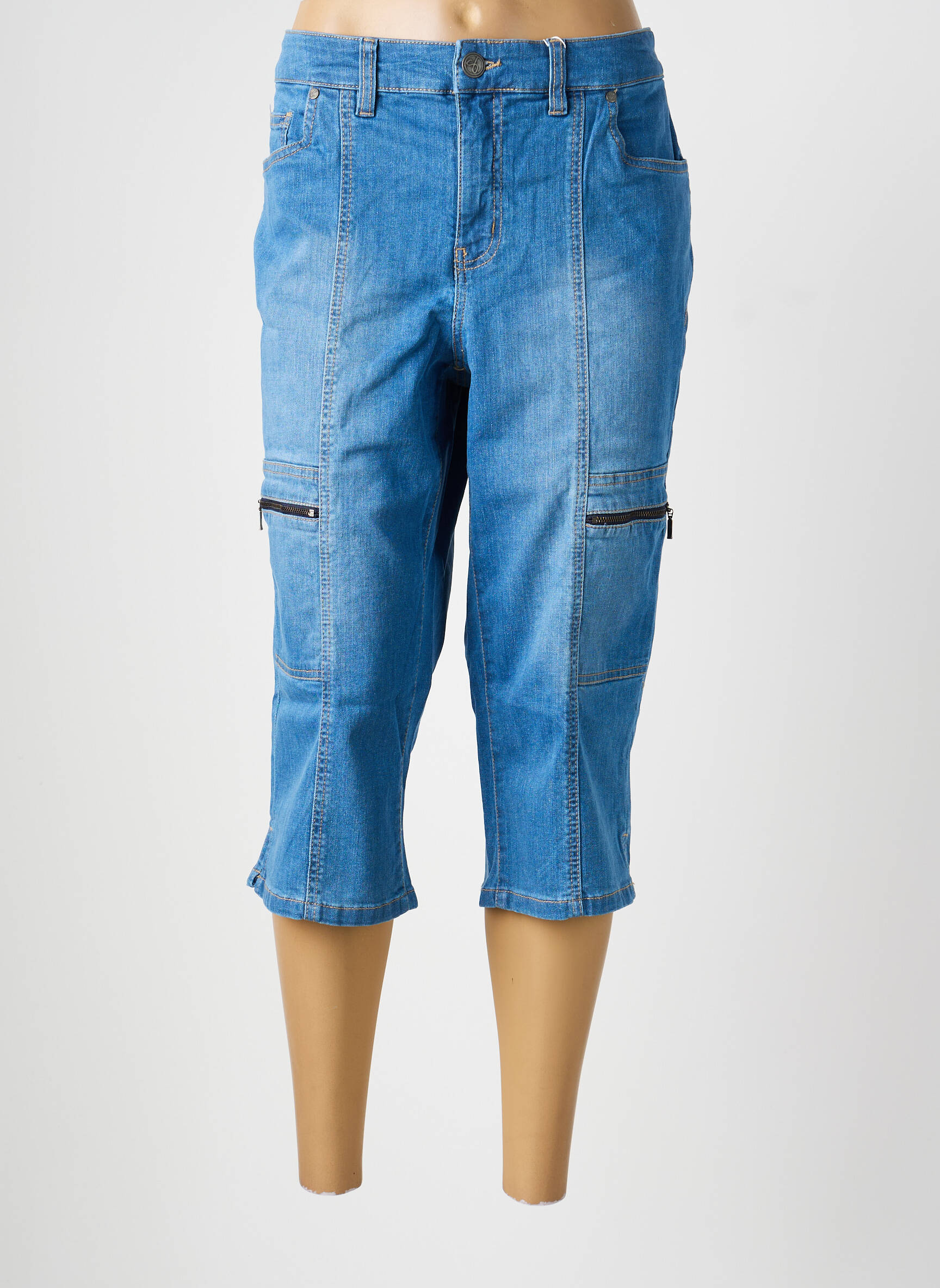Pantalon trei sferturi talie înaltă talie înaltă albastru SHEEGO femeie