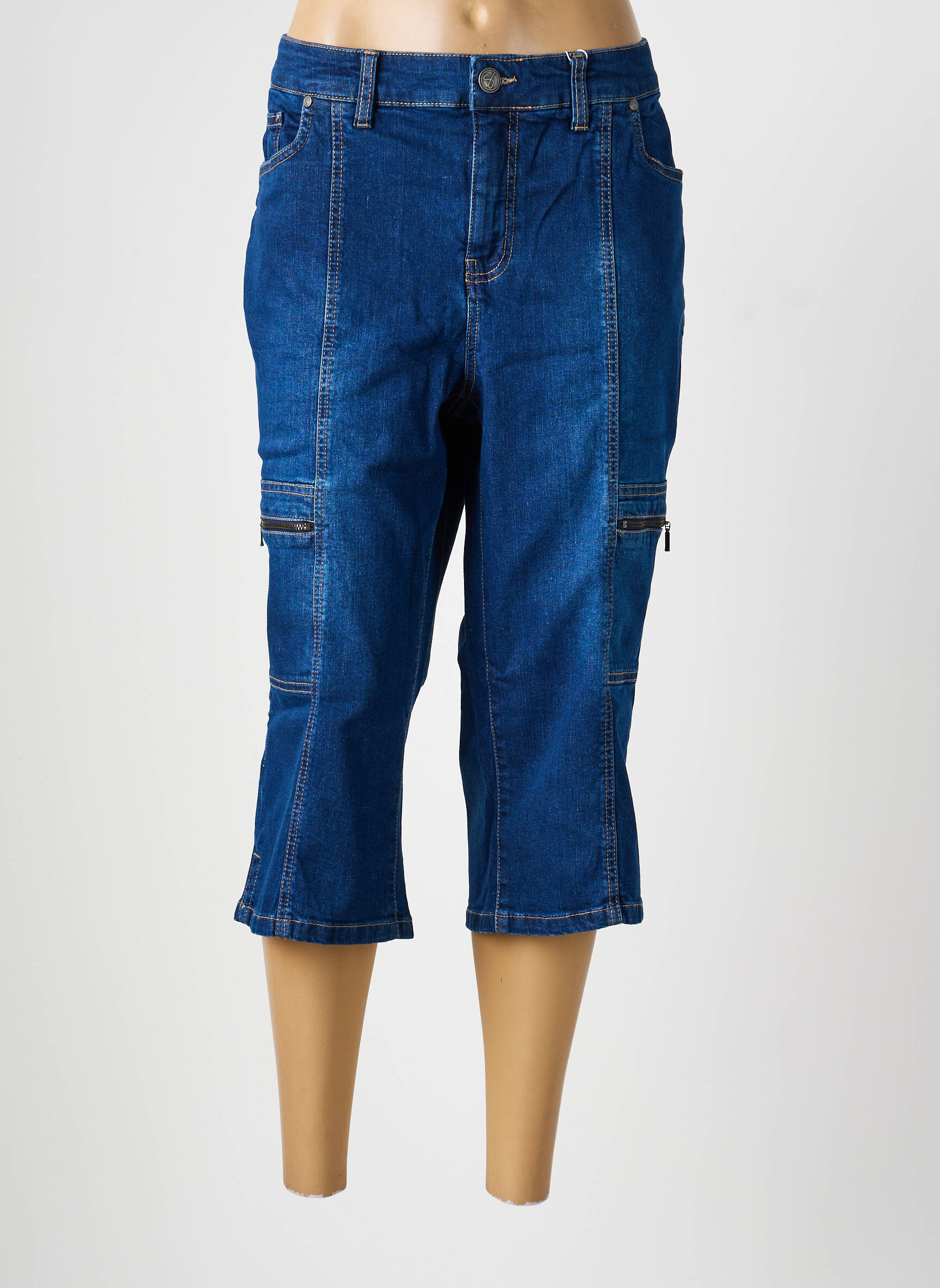 Pantalon trei sferturi talie înaltă talie înaltă albastru deschis SHEEGO femeie