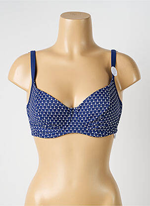Sutien de costum de baie bretele elastice reglabile sutien balconet cu decolteu înalt albastru OLYMPIA femeie