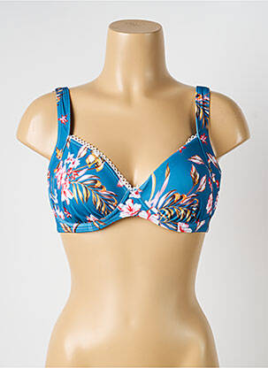 Sutien de costum de baie elasticitate sutien balconet cu decolteu înalt albastru OLYMPIA femeie