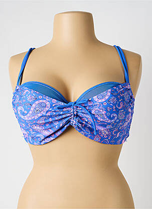 Sutien de costum de baie bretele elastice reglabile sutien balconet cu decolteu înalt albastru YSABEL MORA femeie