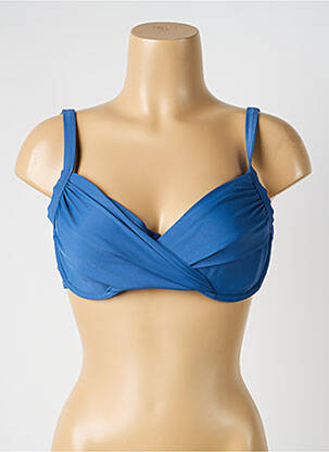 Sutien de costum de baie bretele elastice reglabile sutien balconet cu decolteu înalt albastru YSABEL MORA femeie