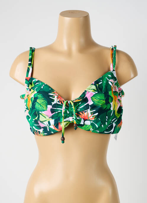 Sutien de costum de baie bretele elastice reglabile sutien balconet cu decolteu înalt verde YSABEL MORA femme