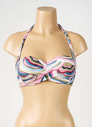 Sutien de costum de baie elasticitate sutien balconet cu decolteu înalt roz OLYMPIA femeie