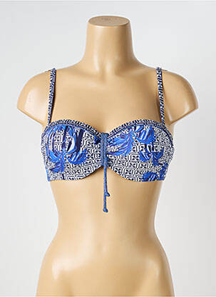 Sutien de costum de baie elasticitate sutien balconet cu decolteu înalt albastru OLYMPIA femeie