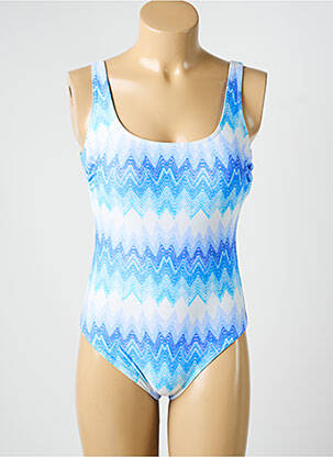 Costum de baie dintr-o singură piesă efect material satinat top sutien modelat albastru OLYMPIA femeie