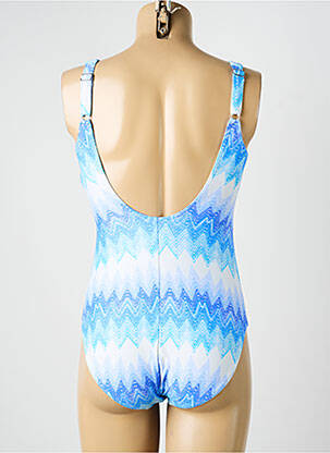 Costum de baie dintr-o singură piesă efect material satinat top sutien modelat albastru OLYMPIA femeie