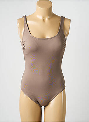 Costum de baie dintr-o singură piesă efect material satinat top sutien modelat maro SUNFLAIR femeie