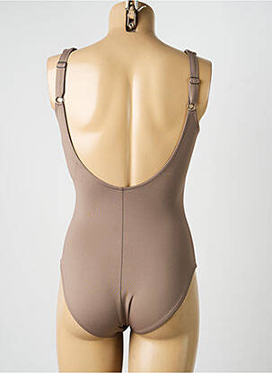 Costum de baie dintr-o singură piesă efect material satinat top sutien modelat maro SUNFLAIR femeie