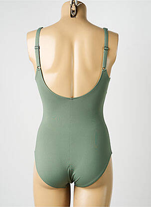 Costum de baie dintr-o singură piesă efect material satinat sutien balconet cu decolteu înalt verde SUNFLAIR femeie