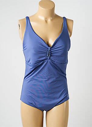 Costum de baie dintr-o singură piesă efect material satinat sutien balconet cu decolteu înalt albastru SUNFLAIR femeie
