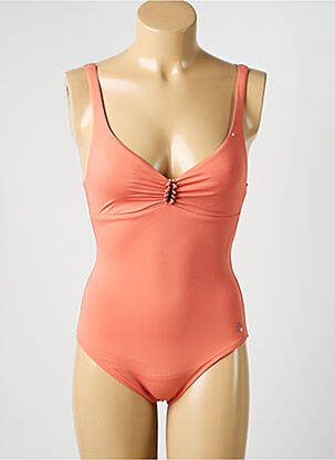 Costum de baie dintr-o singură piesă efect material satinat sutien balconet cu decolteu înalt portocaliu SUNFLAIR femeie