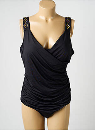 Costum de baie dintr-o singură piesă efect material satinat top triunghiuri negru ADMAS femme