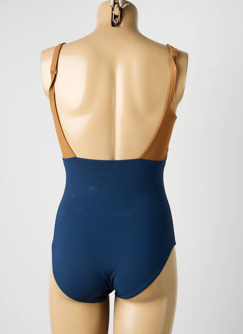 Costum de baie dintr-o singură piesă efect material satinat top sutien modelat maro SUNFLAIR femme