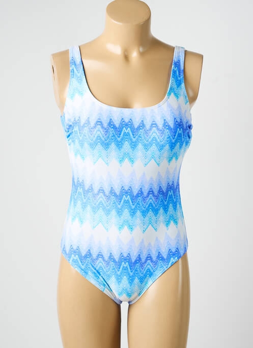 Costum de baie dintr-o singură piesă efect material satinat top sutien modelat albastru OLYMPIA femme
