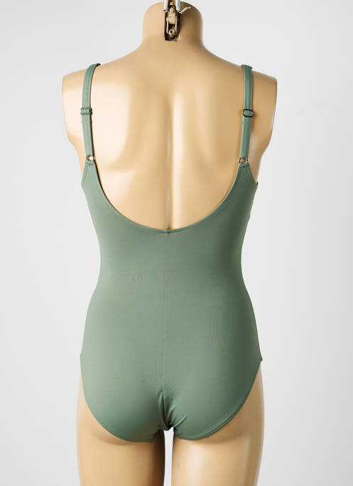 Costum de baie dintr-o singură piesă efect material satinat sutien balconet cu decolteu înalt verde SUNFLAIR femme