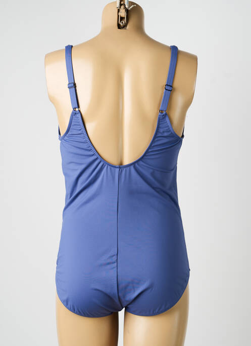 Costum de baie dintr-o singură piesă efect material satinat sutien balconet cu decolteu înalt albastru SUNFLAIR femme