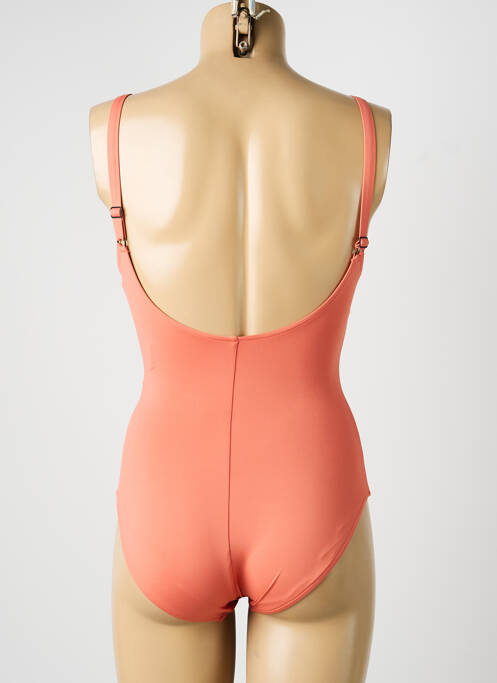 Costum de baie dintr-o singură piesă efect material satinat sutien balconet cu decolteu înalt portocaliu SUNFLAIR femme