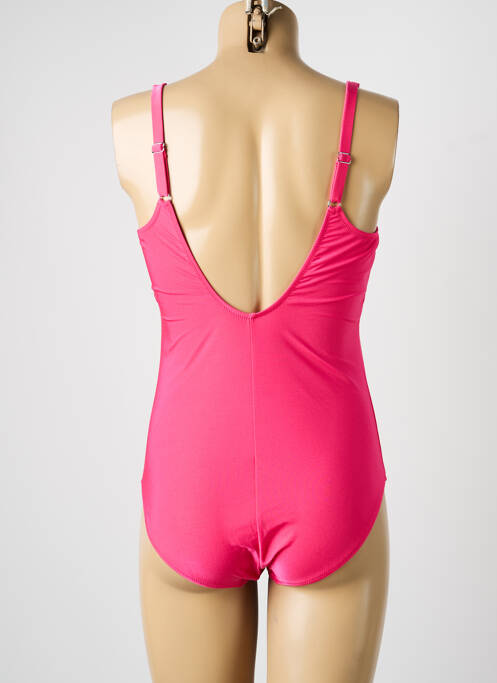 Costum de baie dintr-o singură piesă imprimeu fantezie sutien balconet cu decolteu înalt roz OPERA femme