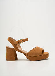 Sandale/pantofi decupați semi compensat toc de 7 la 9 cm maro UNISA femme