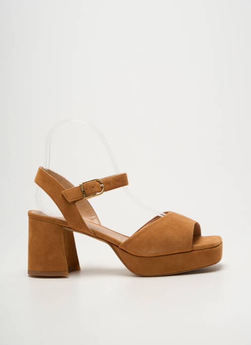 Sandale/pantofi decupați semi compensat toc de 7 la 9 cm maro UNISA femme