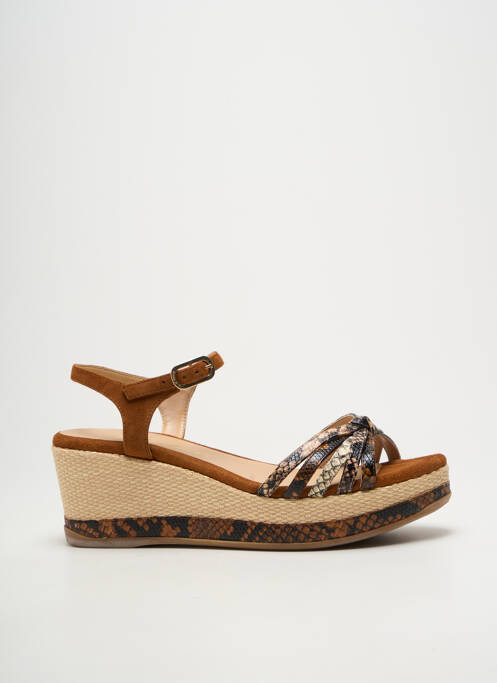 Sandale/pantofi decupați toc platformă toc de 7 la 9 cm maro UNISA femme