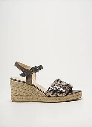 Espadrile țesătură satinată toc de 7 la 9 cm argintiu BELLA STORIA femeie