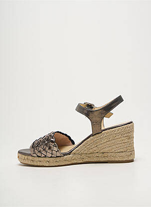 Espadrile țesătură satinată toc de 7 la 9 cm argintiu BELLA STORIA femeie