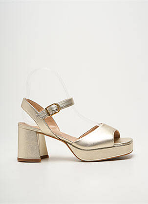 Sandale/pantofi decupați semi compensat toc de 7 la 9 cm auriu UNISA femme