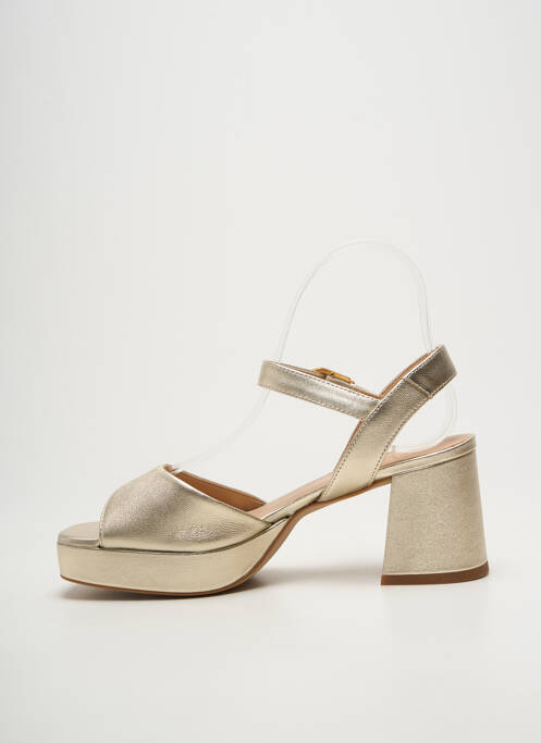 Sandale/pantofi decupați semi compensat toc de 7 la 9 cm auriu UNISA femme