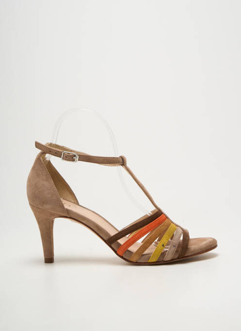 Sandale/pantofi decupați închidere cu buclă(e) toc de 7 la 9 cm maro UNISA femme