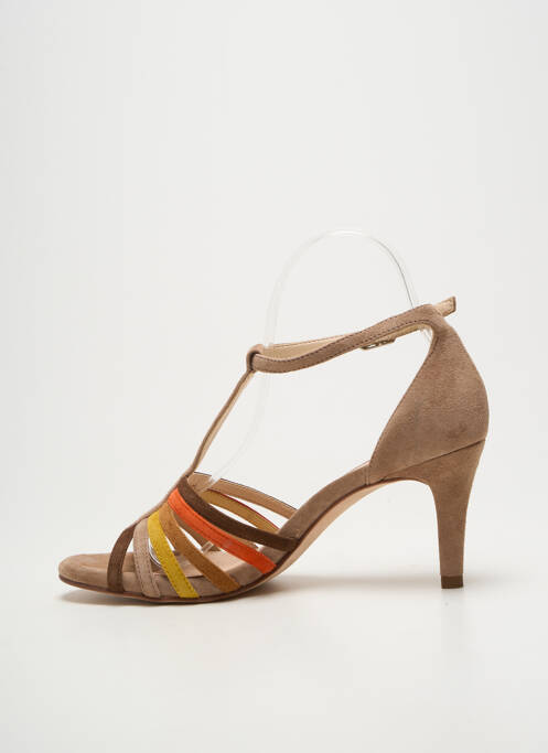 Sandale/pantofi decupați închidere cu buclă(e) toc de 7 la 9 cm maro UNISA femme